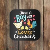 Just A Boy Who Loves Chickens Farm Chicken Coaster thumb 0