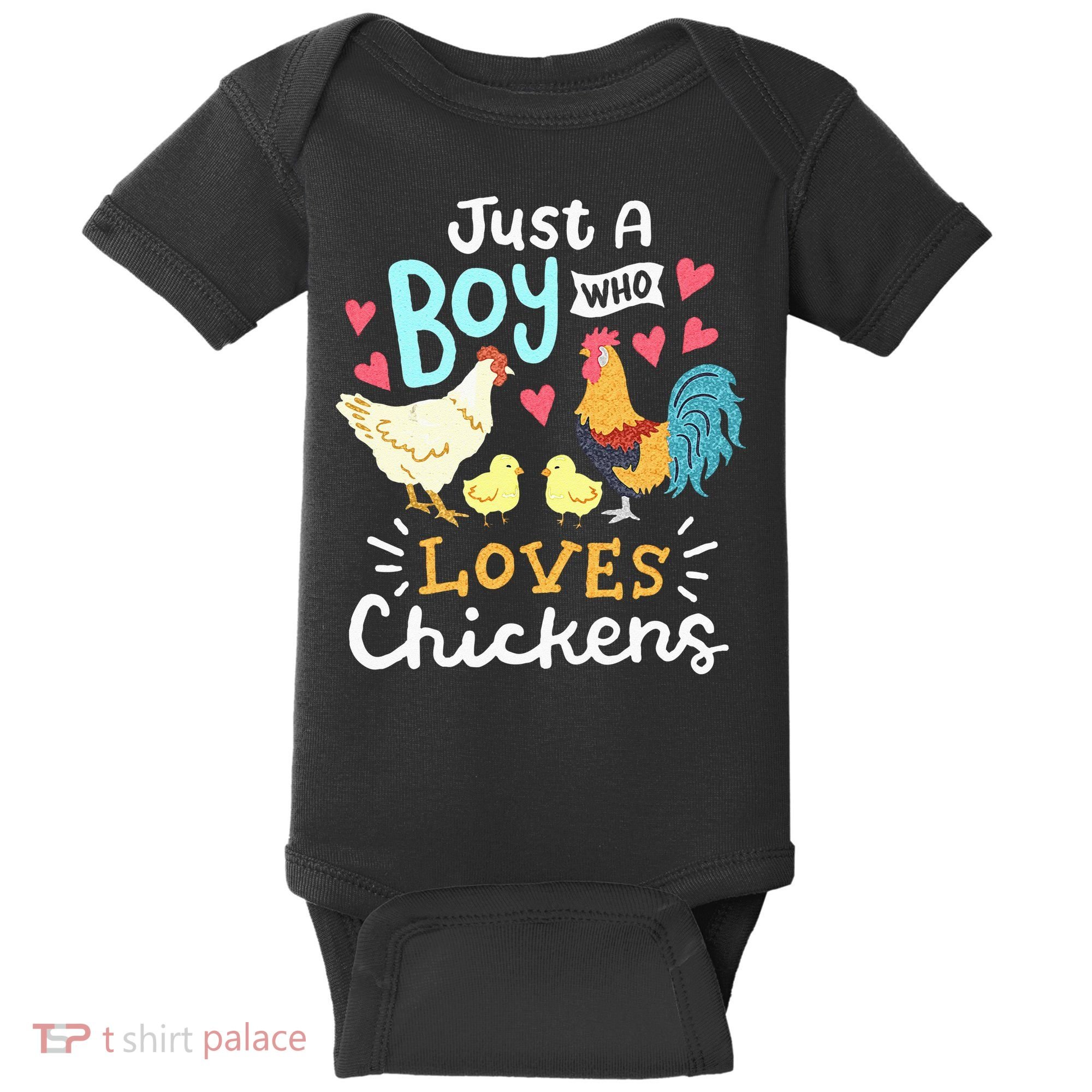 Just A Boy Who Loves Chickens Farm Chicken Baby Bodysuit