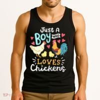 Just A Boy Who Loves Chickens Farm Chicken Tank Top thumb 3