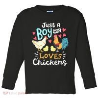 Just A Boy Who Loves Chickens Farm Chicken Toddler Long Sleeve Shirt thumb 0