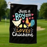 Just A Boy Who Loves Chickens Farm Chicken Golf Towel thumb 1