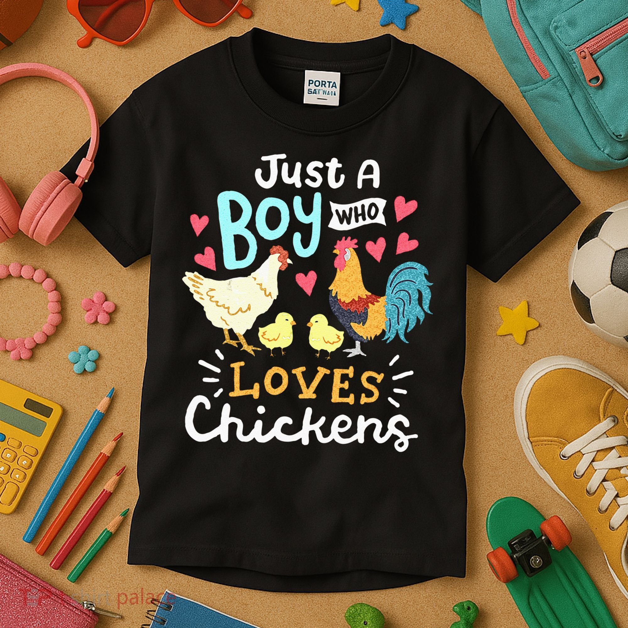 Just A Boy Who Loves Chickens Farm Chicken Kids T-Shirt