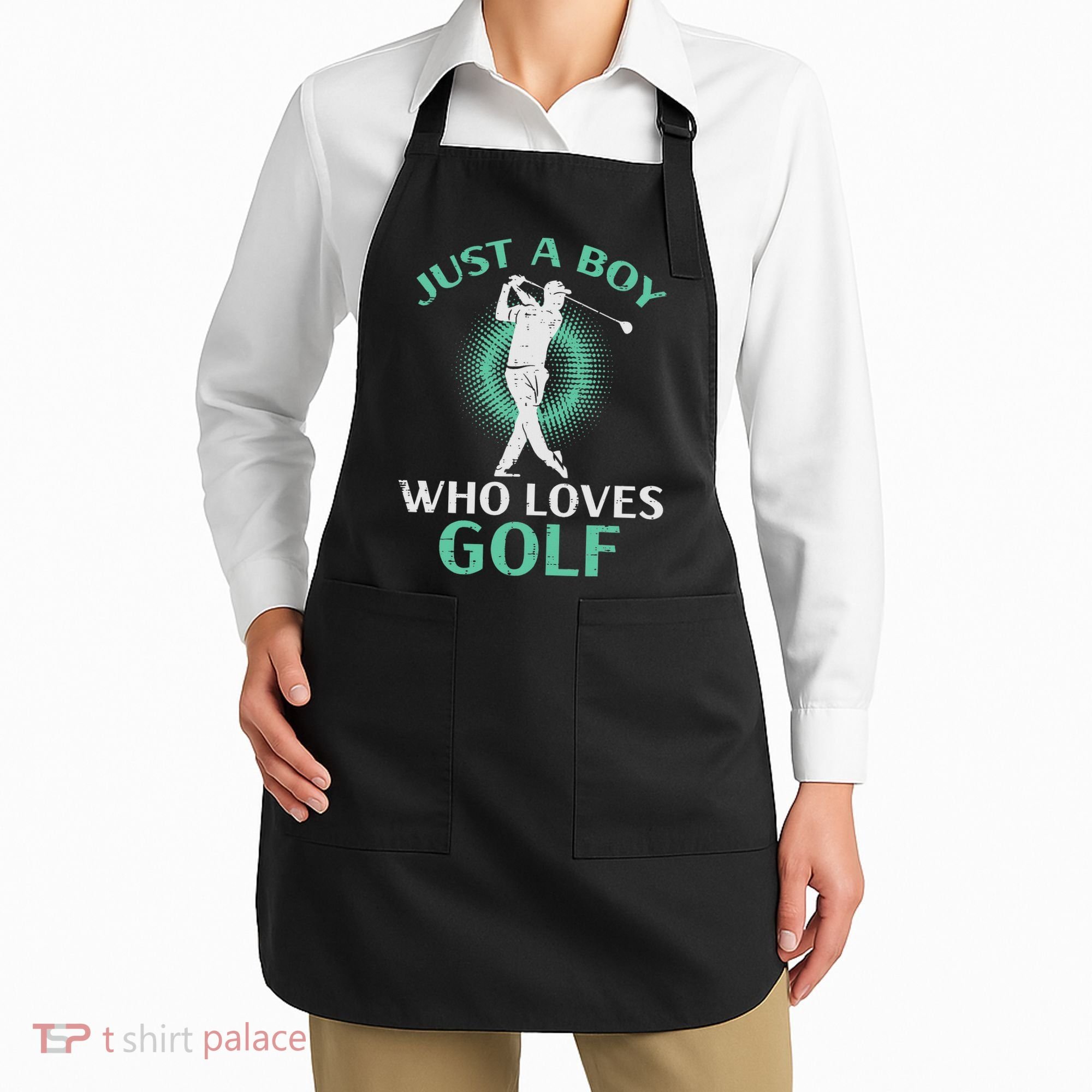Just A Boy Who Loves Golf Golfing Golfer Apron