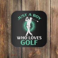 Just A Boy Who Loves Golf Golfing Golfer Coaster thumb 0