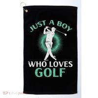 Just A Boy Who Loves Golf Golfing Golfer Golf Towel thumb 0