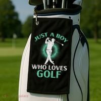 Just A Boy Who Loves Golf Golfing Golfer Golf Towel thumb 2