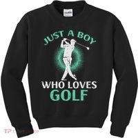 Just A Boy Who Loves Golf Golfing Golfer Kids Sweatshirt thumb 0