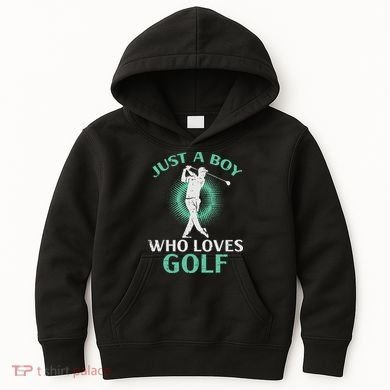 Just A Boy Who Loves Golf Golfing Golfer Kids Hoodie