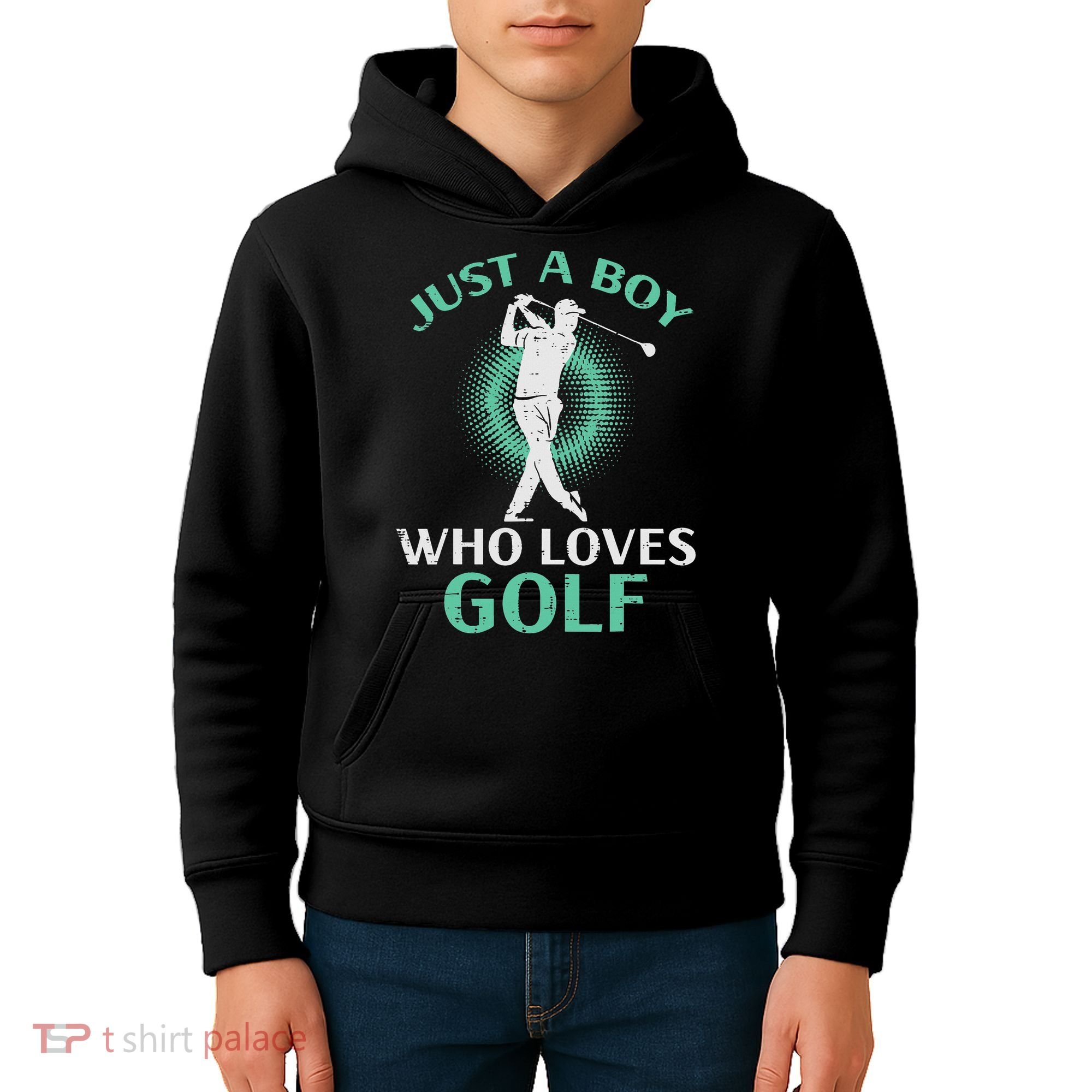 Just A Boy Who Loves Golf Golfing Golfer Kids Hoodie