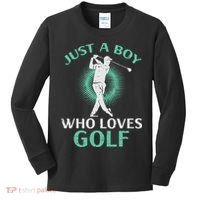 Just A Boy Who Loves Golf Golfing Golfer Kids Long Sleeve Shirt thumb 0