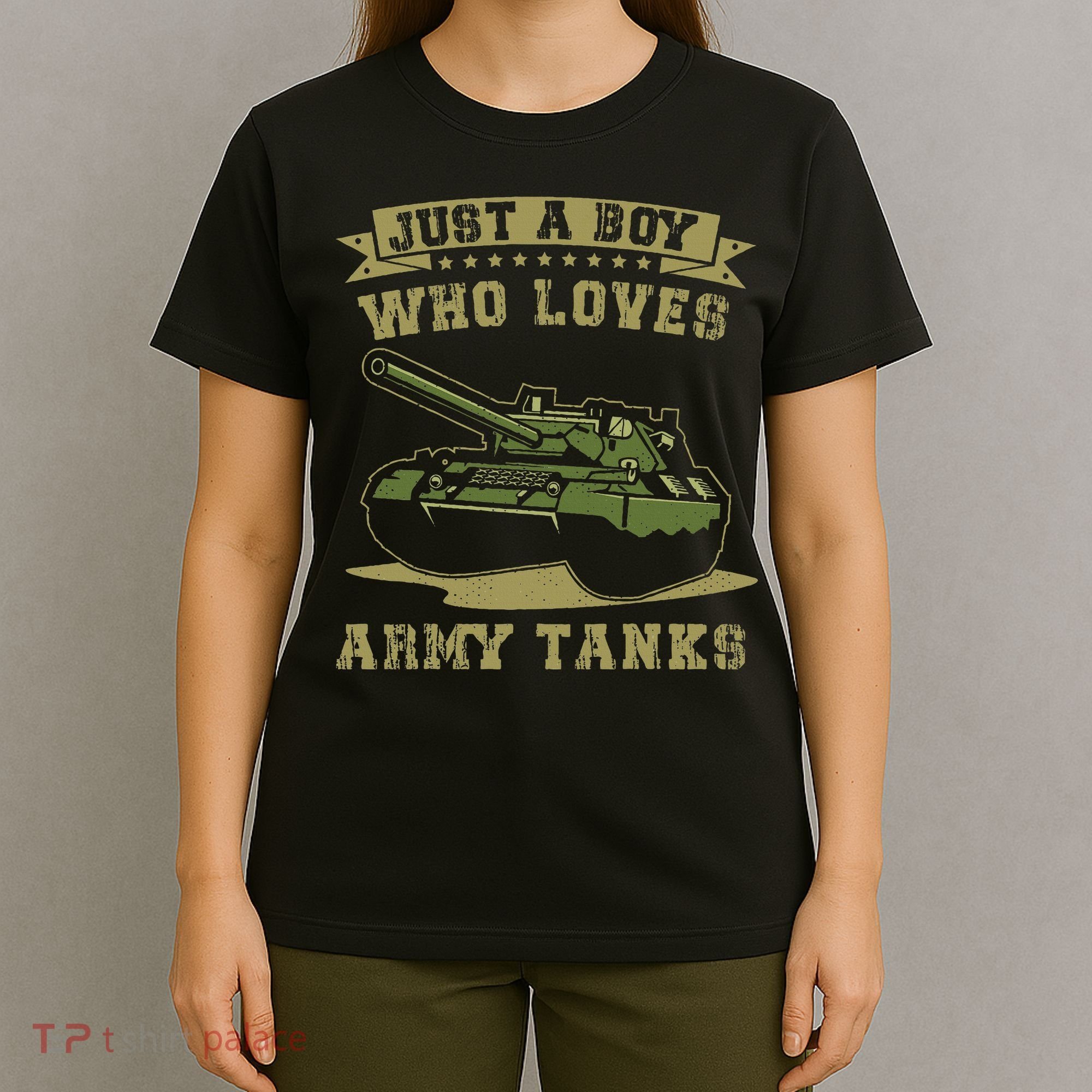 Just A Boy Who Loves Army Tanks Military Ww2 Tanks T-Shirt