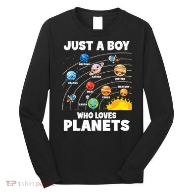 Just A Boy Who Loves Planets Solar System Astrology Space Long Sleeve Shirt