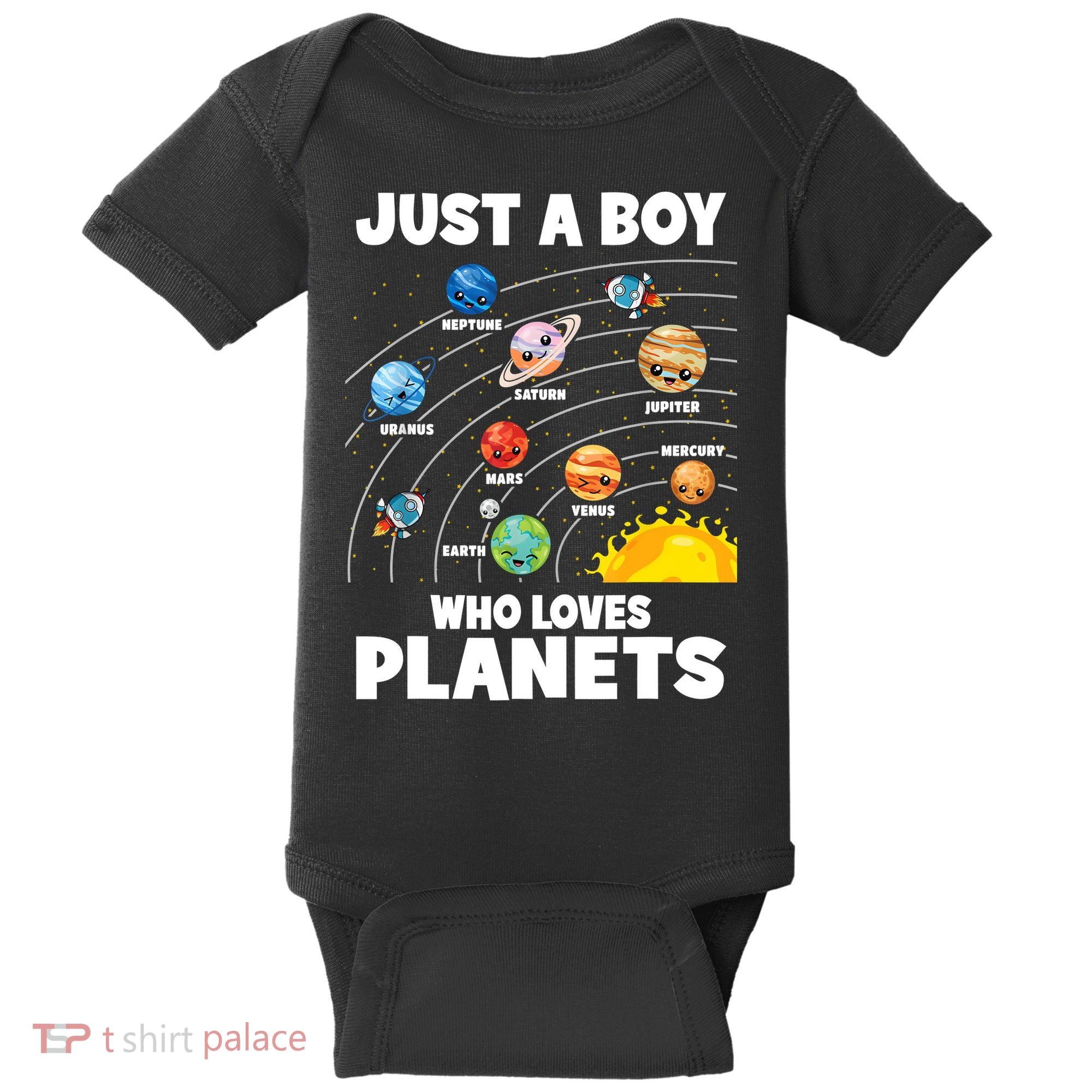 Just A Boy Who Loves Planets Solar System Astrology Space Baby Bodysuit