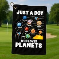 Just A Boy Who Loves Planets Solar System Astrology Space Golf Towel thumb 1