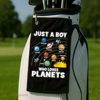 Just A Boy Who Loves Planets Solar System Astrology Space Golf Towel thumb 2