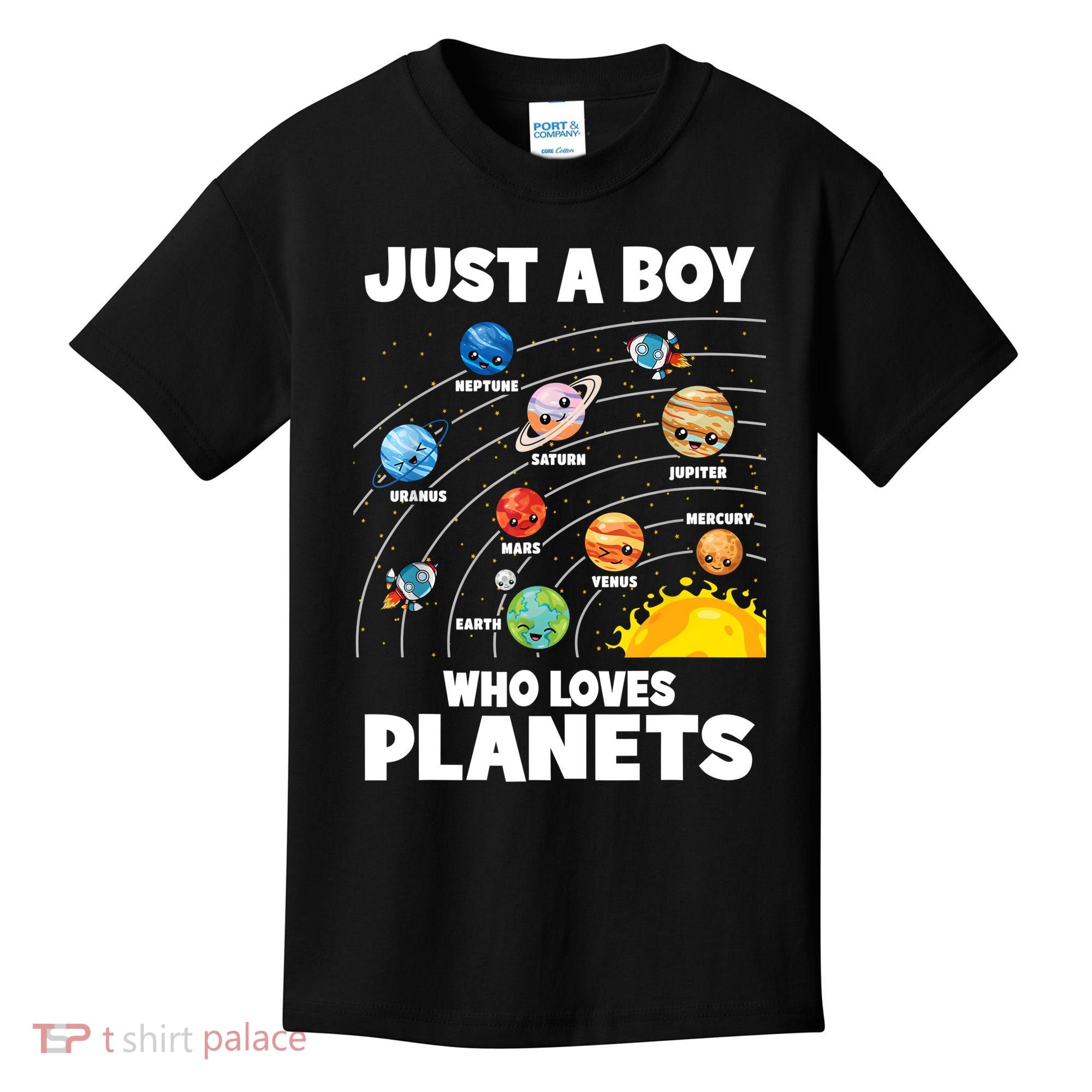 Just A Boy Who Loves Planets Solar System Astrology Space Kids T-Shirt