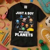 Just A Boy Who Loves Planets Solar System Astrology Space Kids T-Shirt thumb 3