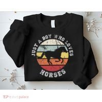 Just A Boy Who Loves Horses Cool Gift Horse Gift Sweatshirt thumb 2