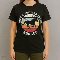 Just A Boy Who Loves Horses Cool Gift Horse Gift T-Shirt thumb 4