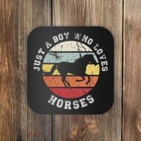 Just A Boy Who Loves Horses Cool Gift Horse Gift Coaster thumb 0