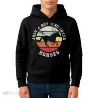 Just A Boy Who Loves Horses Cool Gift Horse Gift Kids Hoodie thumb 4