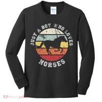 Just A Boy Who Loves Horses Cool Gift Horse Gift Kids Long Sleeve Shirt thumb 0