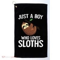Just A Boy Who Loves Sloths Sloth Lover Golf Towel thumb 0