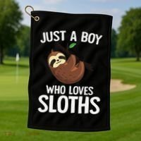 Just A Boy Who Loves Sloths Sloth Lover Golf Towel thumb 1