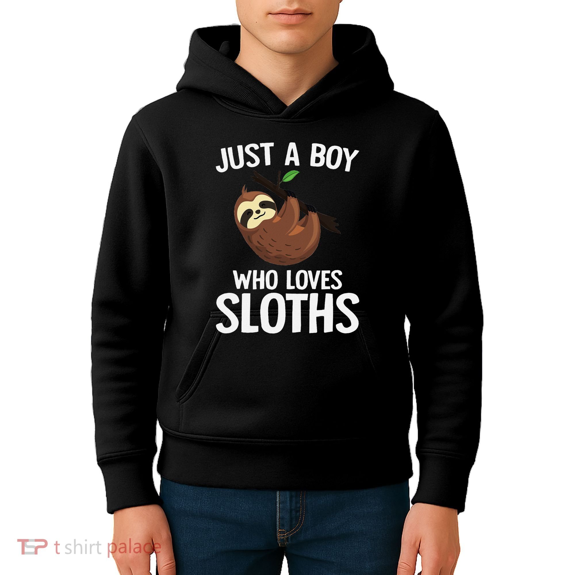 Just A Boy Who Loves Sloths Sloth Lover Kids Hoodie