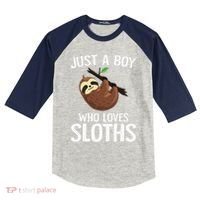 Just A Boy Who Loves Sloths Sloth Lover Kids Colorblock Raglan Jersey thumb 0