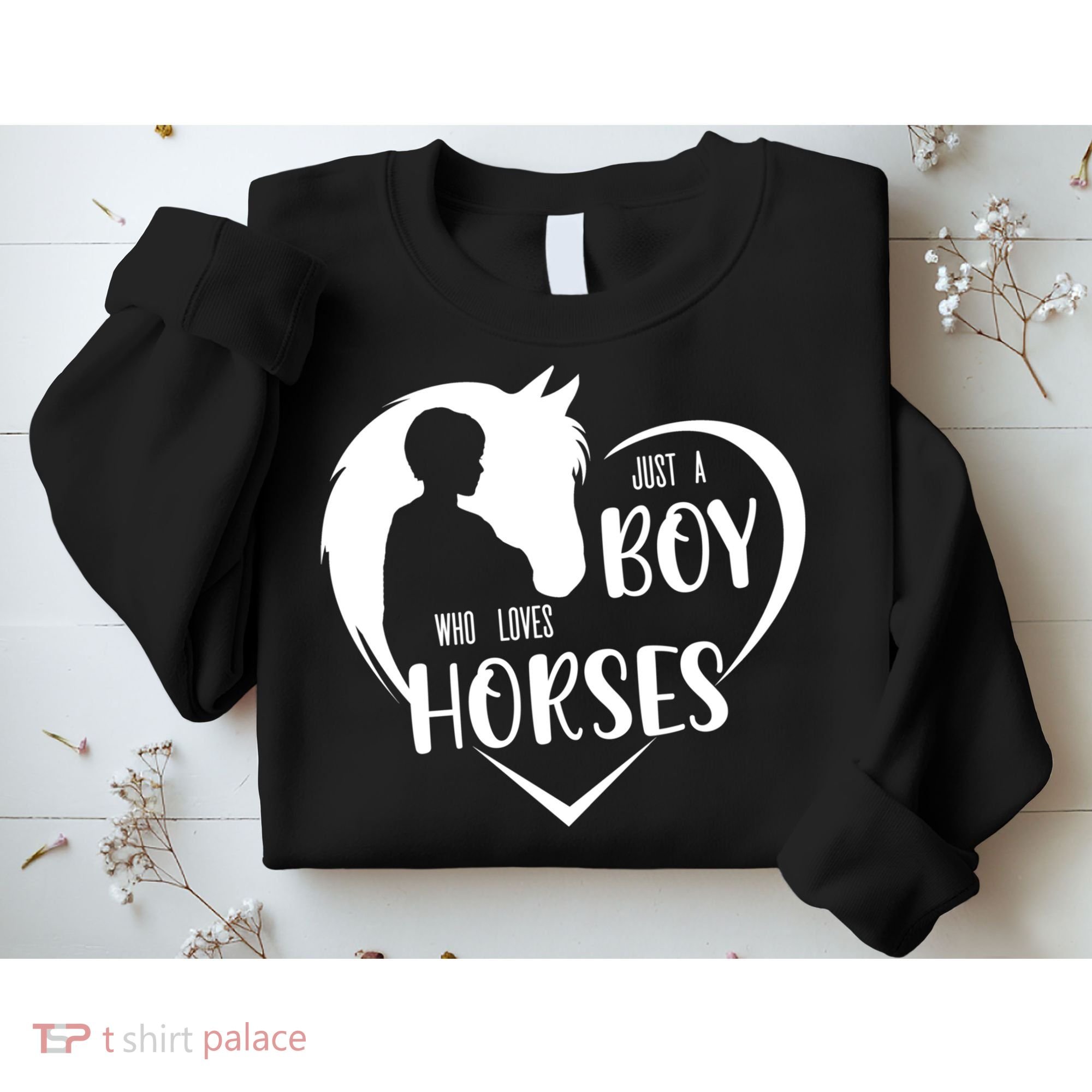 Just A Boy Who Loves Horses Boys Equestrian Horse Lover Gift Sweatshirt