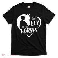 Just A Boy Who Loves Horses Boys Equestrian Horse Lover Gift T-Shirt thumb 0