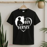 Just A Boy Who Loves Horses Boys Equestrian Horse Lover Gift T-Shirt thumb 2
