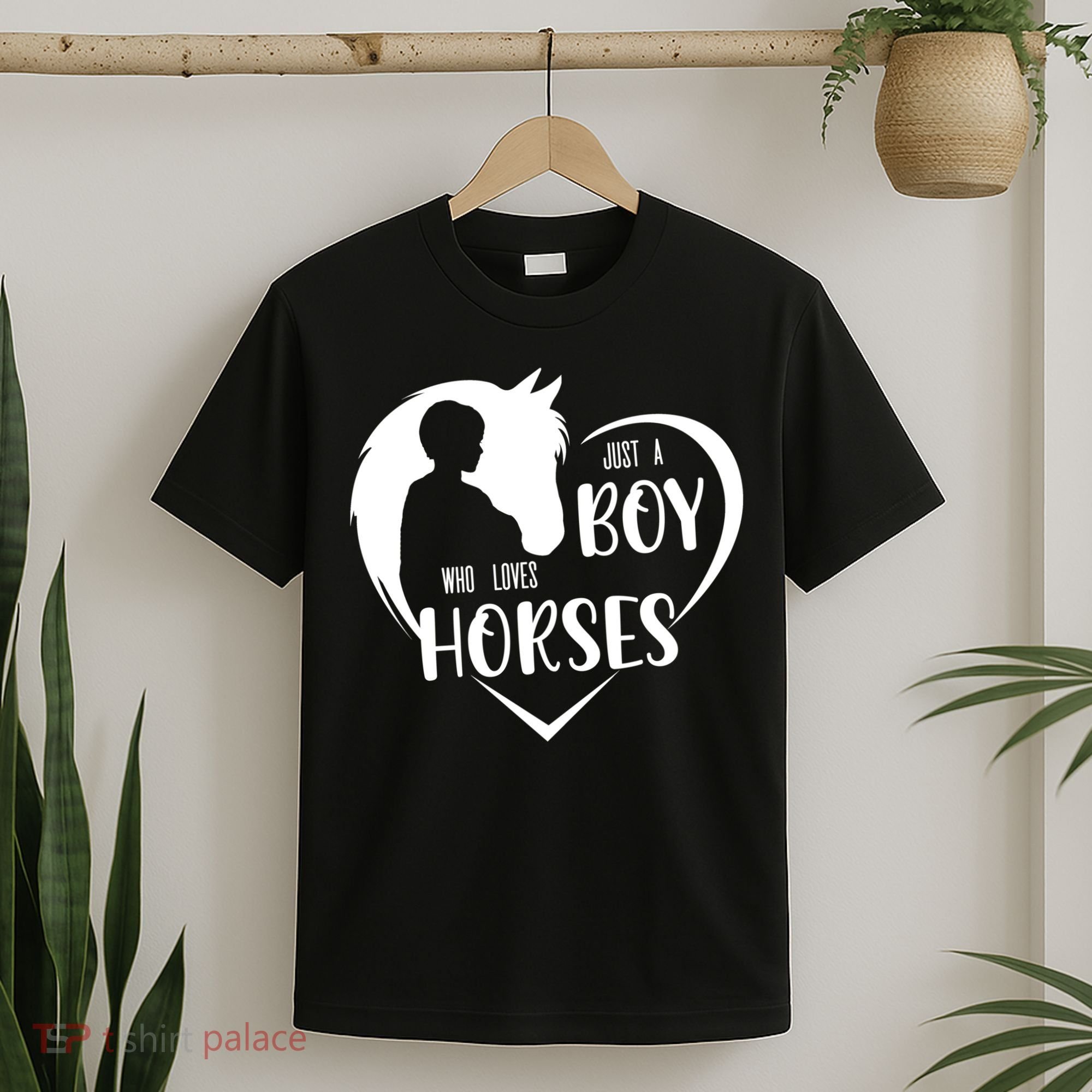Just A Boy Who Loves Horses Boys Equestrian Horse Lover Gift T-Shirt