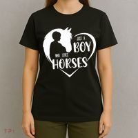Just A Boy Who Loves Horses Boys Equestrian Horse Lover Gift T-Shirt thumb 4