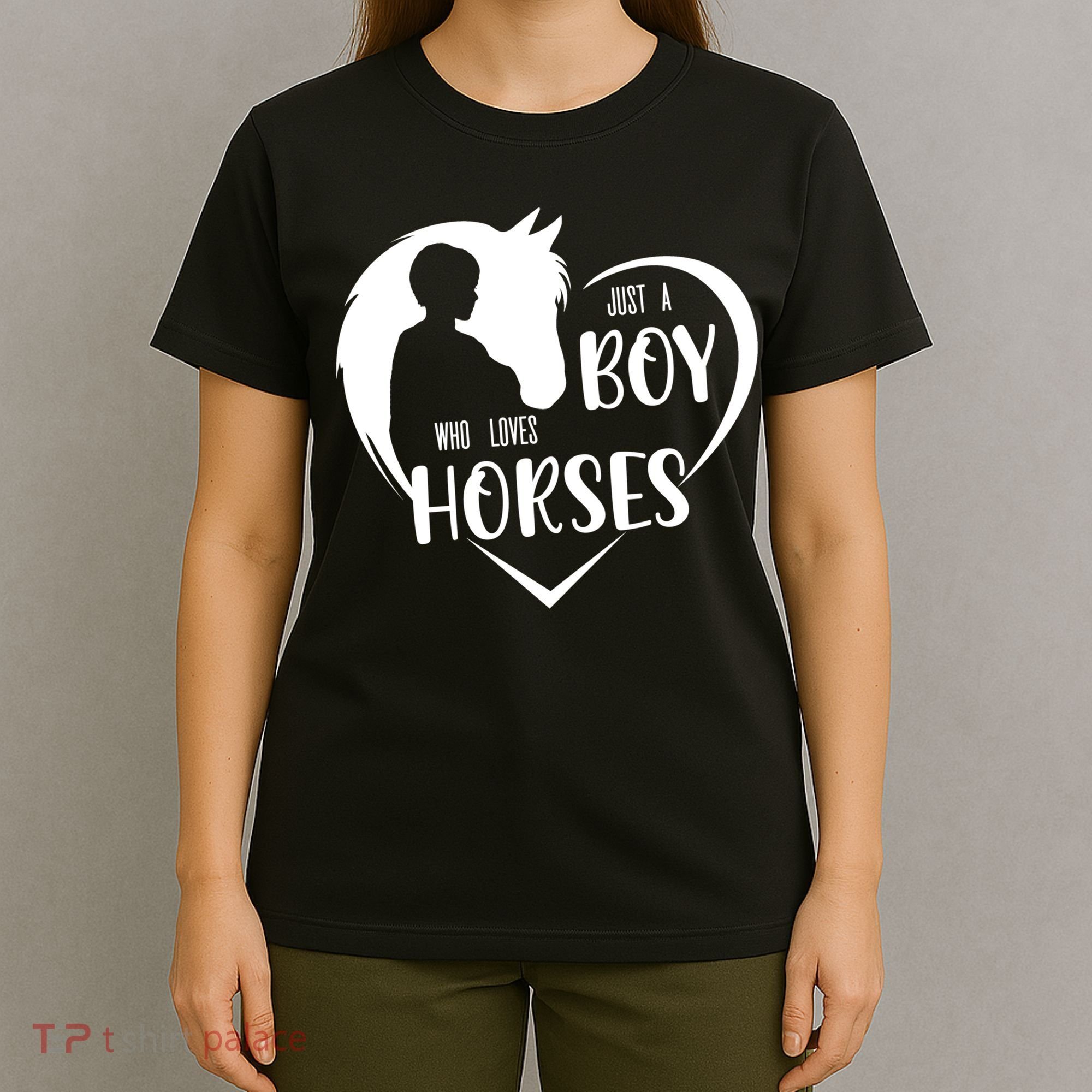 Just A Boy Who Loves Horses Boys Equestrian Horse Lover Gift T-Shirt