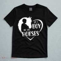 Just A Boy Who Loves Horses Boys Equestrian Horse Lover Gift T-Shirt thumb 5