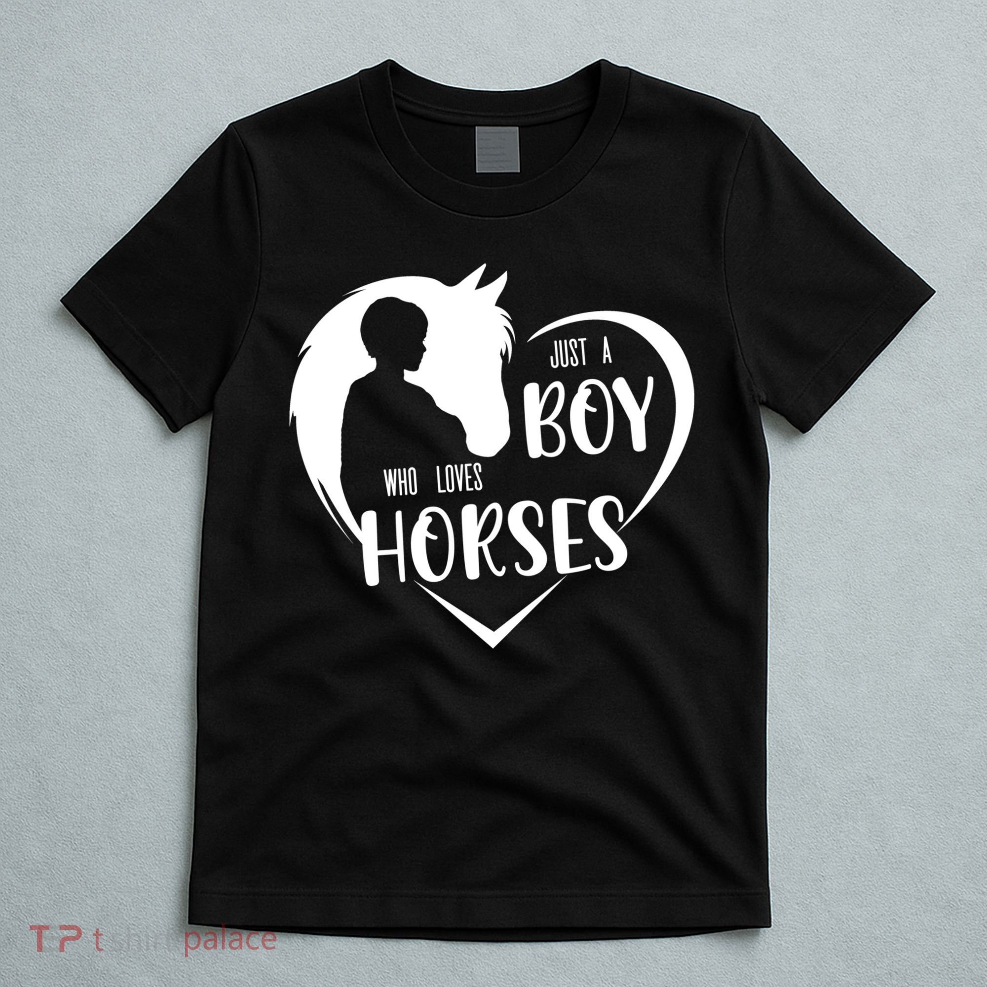 Just A Boy Who Loves Horses Boys Equestrian Horse Lover Gift T-Shirt