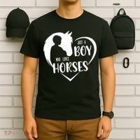 Just A Boy Who Loves Horses Boys Equestrian Horse Lover Gift T-Shirt thumb 6