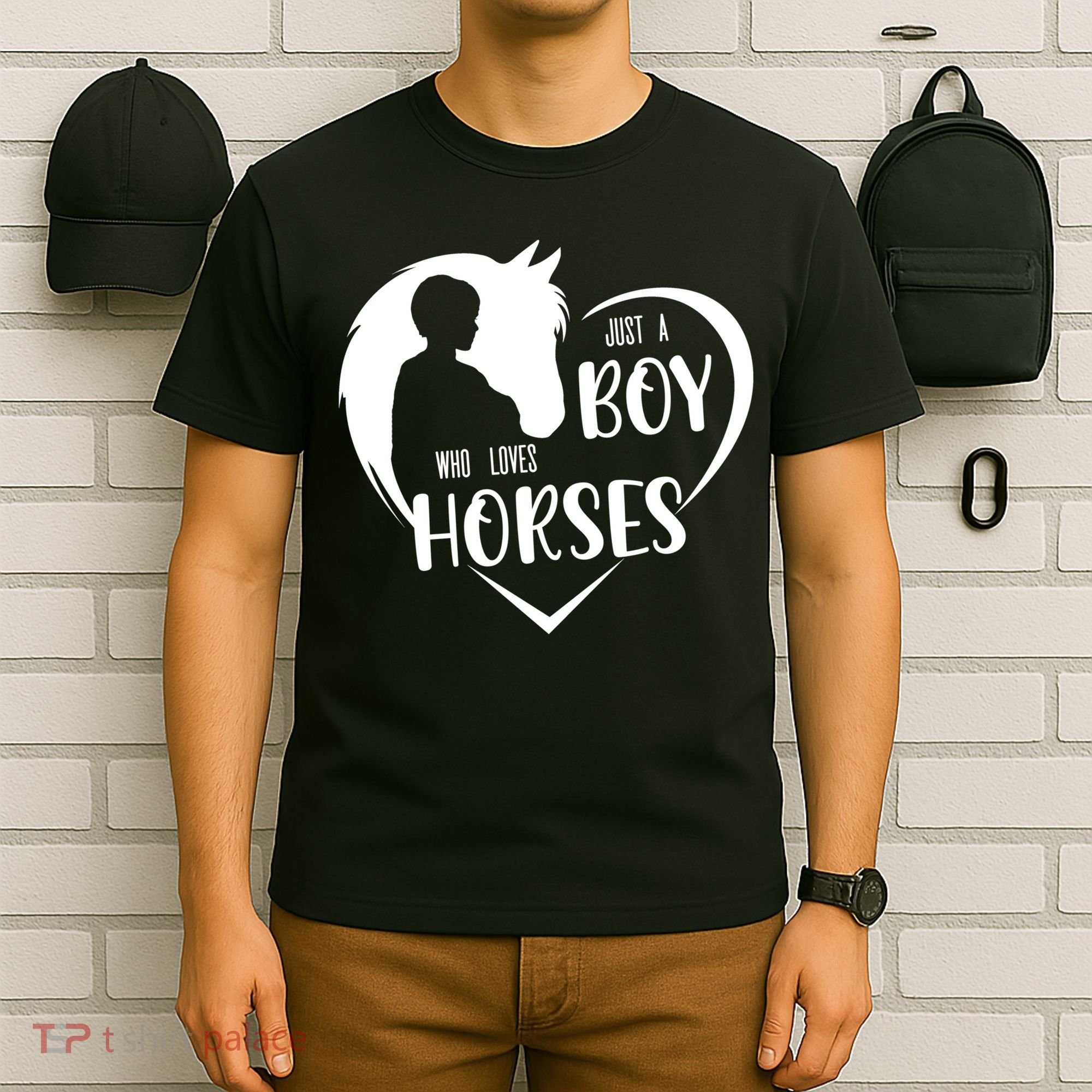 Just A Boy Who Loves Horses Boys Equestrian Horse Lover Gift T-Shirt