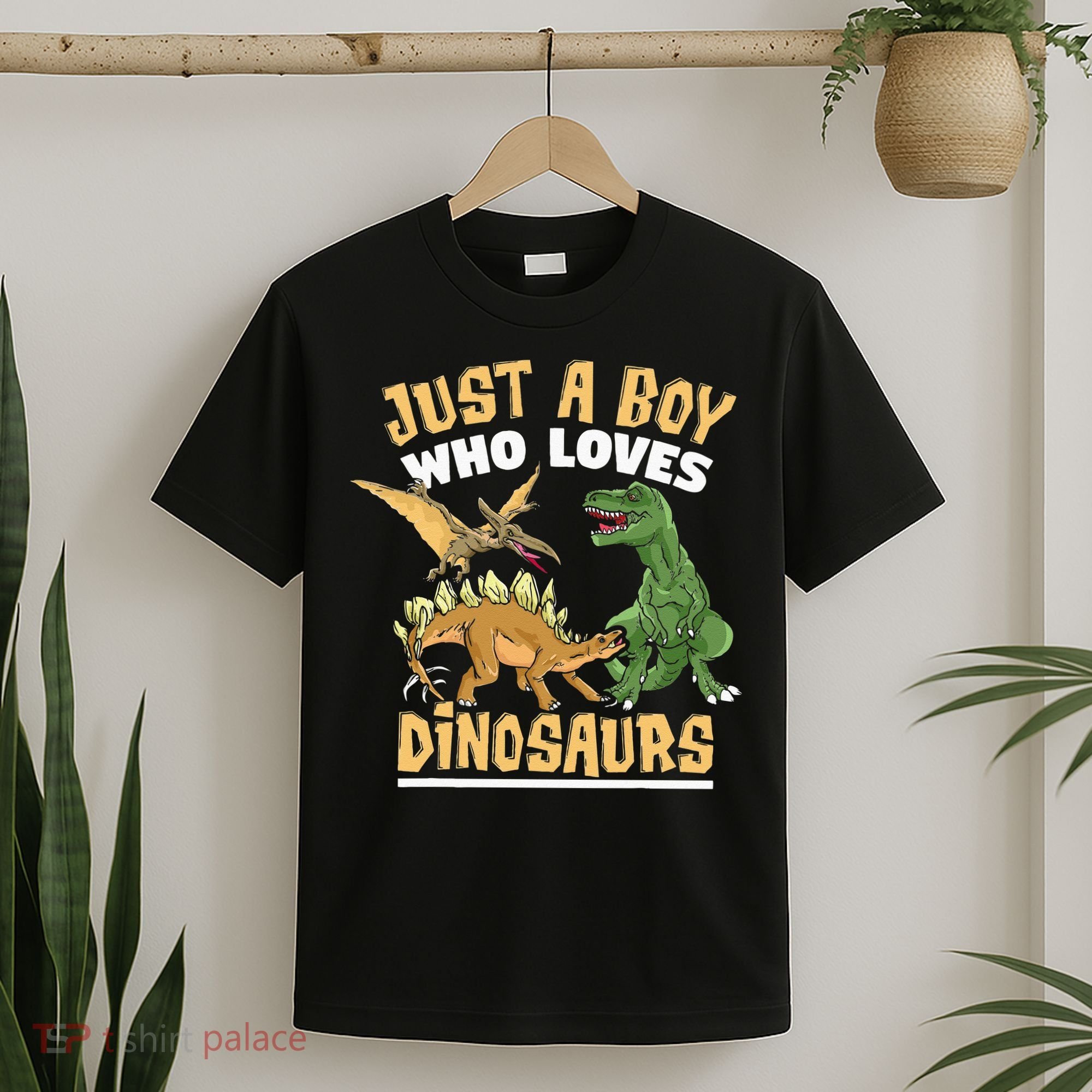 Just A Boy Who Loves Dinosaurs Schoolboys And Paleontologist T-Shirt