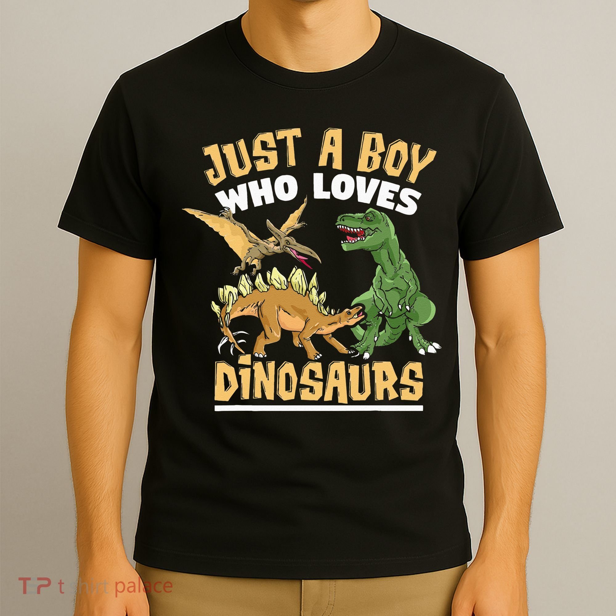 Just A Boy Who Loves Dinosaurs Schoolboys And Paleontologist T-Shirt