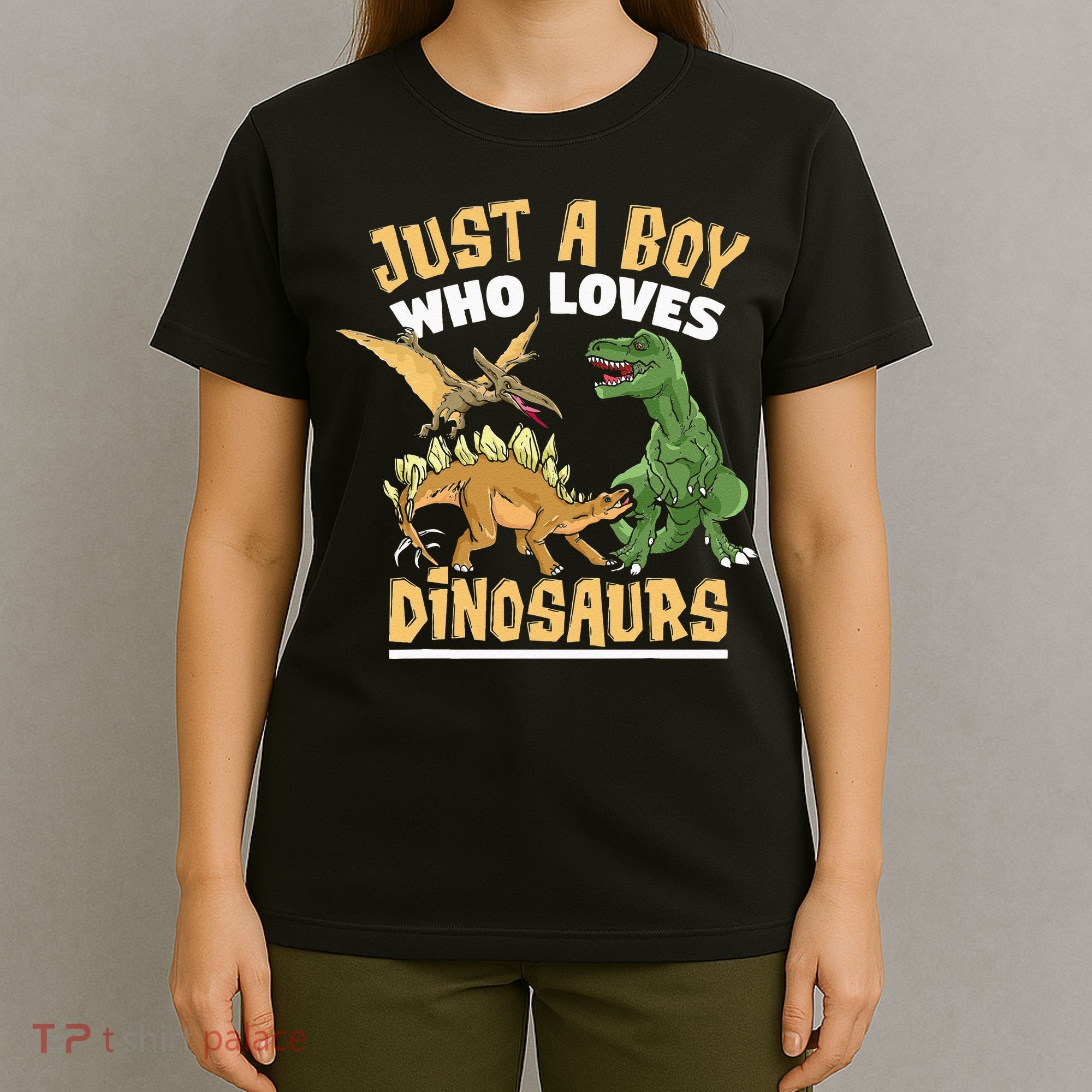Just A Boy Who Loves Dinosaurs Schoolboys And Paleontologist T-Shirt