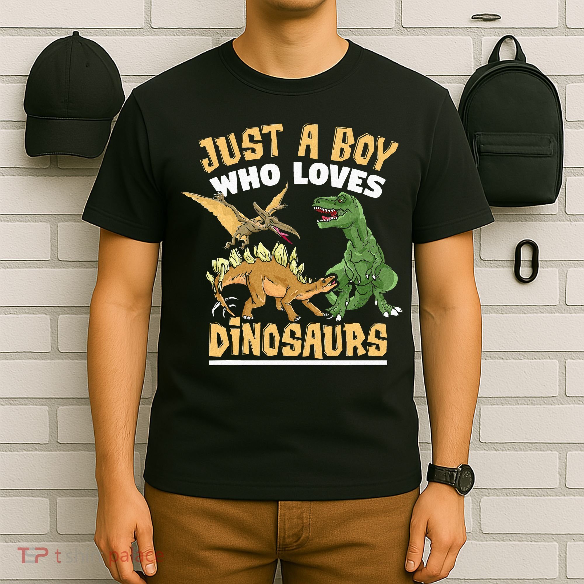 Just A Boy Who Loves Dinosaurs Schoolboys And Paleontologist T-Shirt
