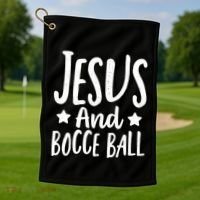 Jesus And Bocce Ball Gift Golf Towel thumb 1
