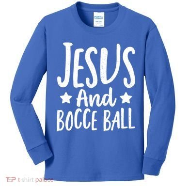 Jesus And Bocce Ball Gift Kids Long Sleeve Shirt