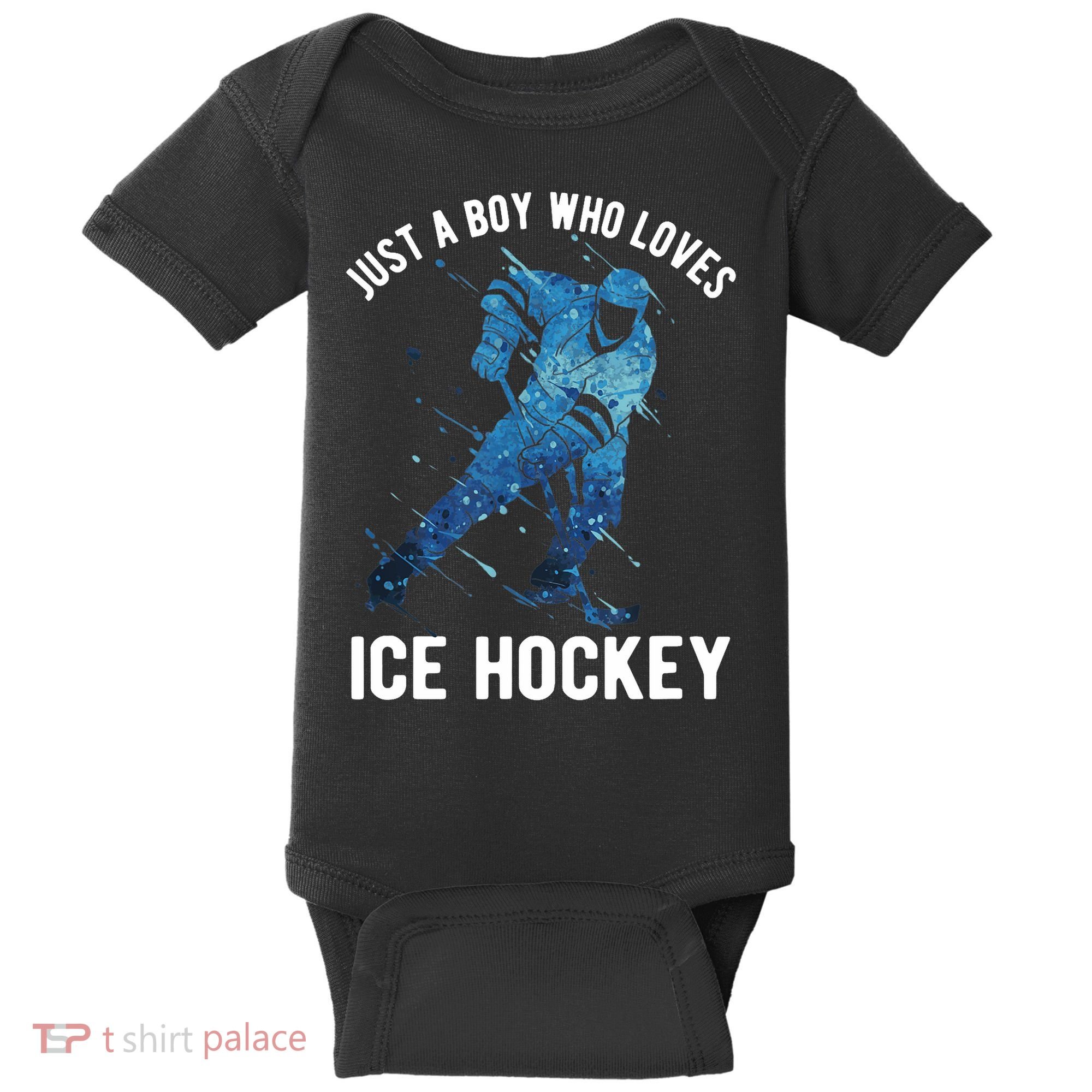 Just A Boy Who Loves Ice Hockey Baby Bodysuit