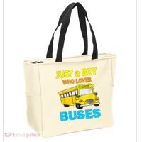 Just A Boy Who Loves School Buses & Cute Bus Lovers Tote Bag thumb 2