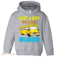 Just A Boy Who Loves School Buses & Cute Bus Lovers Toddler Hoodie thumb 0