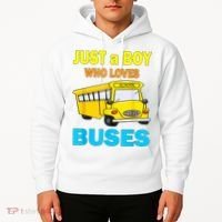 Just A Boy Who Loves School Buses & Cute Bus Lovers Hoodie thumb 2
